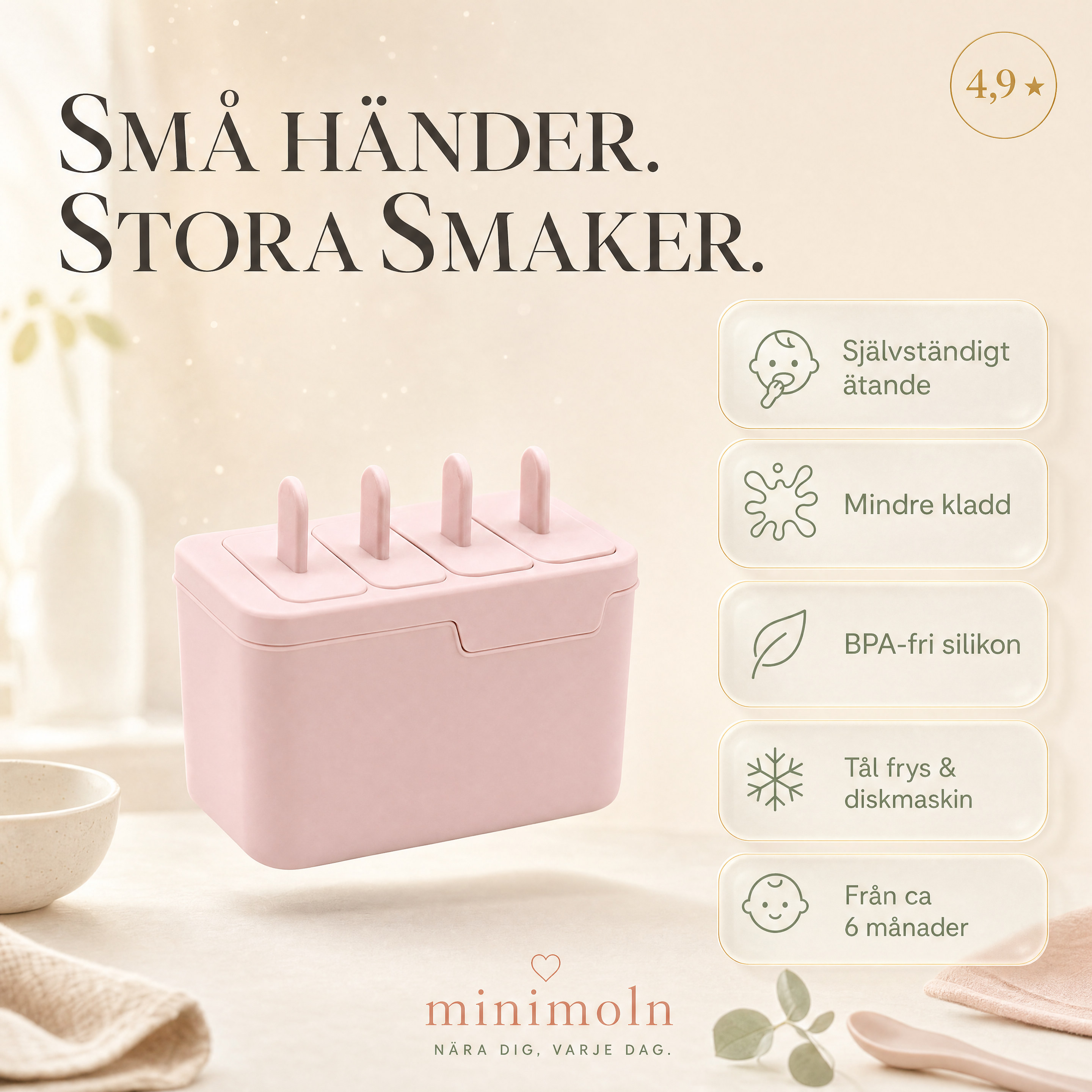 Små händer. Stora smaker. — Minimoln grötpinneform med fem fördelar